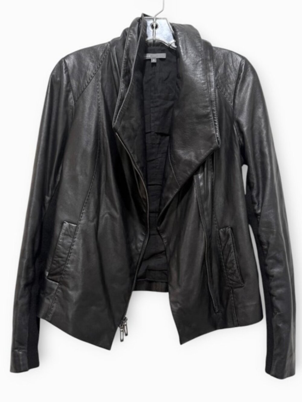 Vince Scuba 100% Leather Black Jacket Sz S